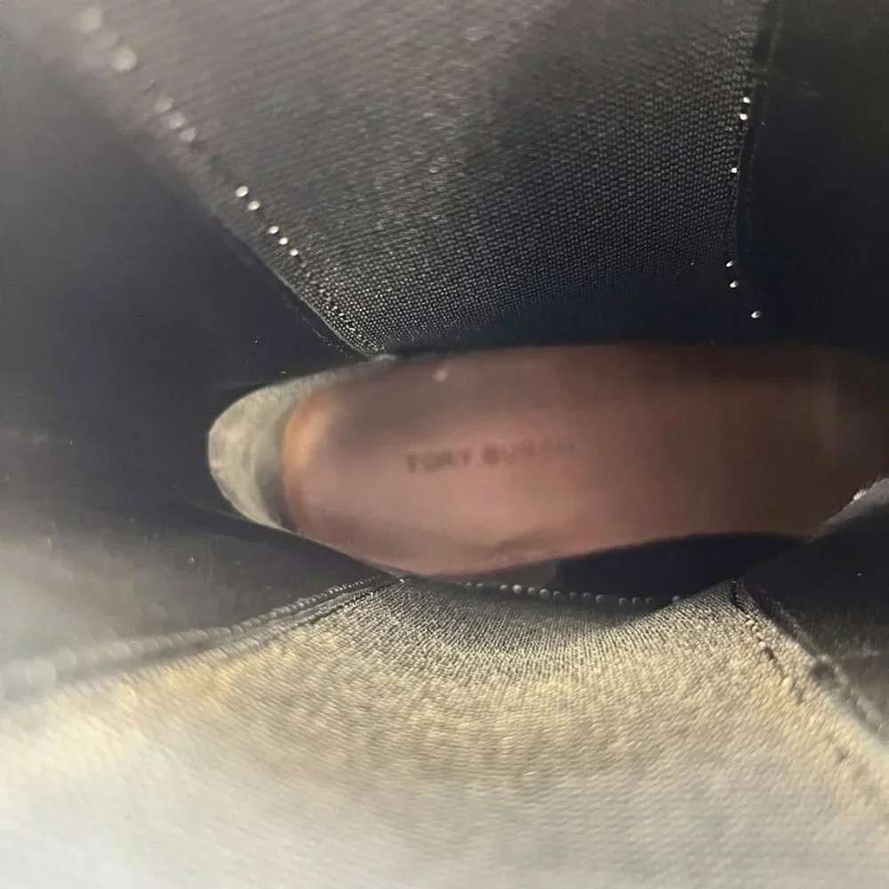 Tory Burch Women's Size 9 Benton Boot Vachetta Calf Heavy Boots In Ivory/Black - Picture 9 of 15